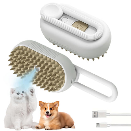 Cepillo a Vapor 3-en-1 para Mascotas – Elimina Pelo, Limpia y Brilla al Instante