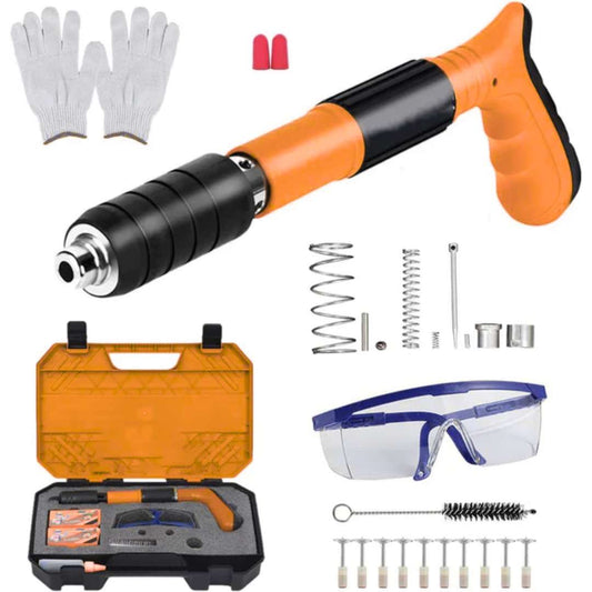 Clavotech - KIT COMPLETO Pistola Remachadora Pro (Color Naranja) + 50 Clavos de Pólvora (27mm)