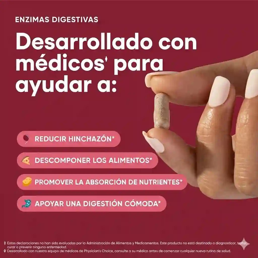 Enzimas Digestivas Physician’s CHOICE: Tu Alivio Completo contra la Hinchazón y la Pesadez
