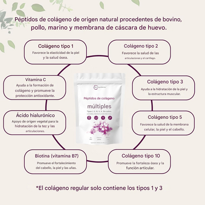 Péptidos de Colágeno  - Colágeno hidrolizado de origen natural - Para el cuidado del cabello, la piel, las uñas y las articulaciones